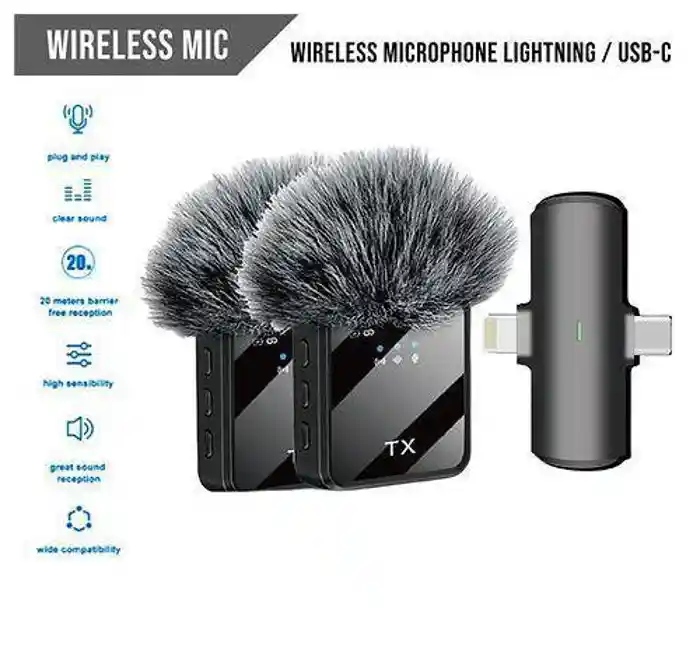 F15-2 Wireless Microphone 2 in 1 Collar Android & IPhone